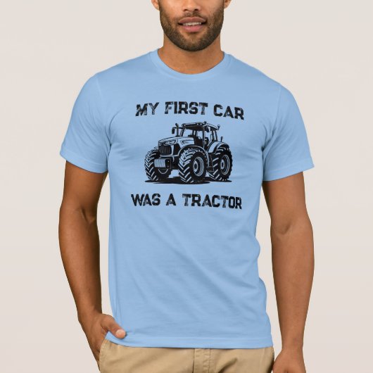 私の最初の車はトラクターでした 面白い ファームTシャツ Tシャツ (正面)