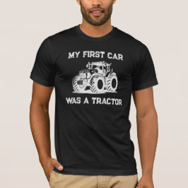 私の最初の車はトラクター 面白い農場 ダークシャツ Tシャツ