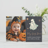 私の最初の部分幽霊ベビーフォトハロウィーン 招待状 (スタンド正面)
