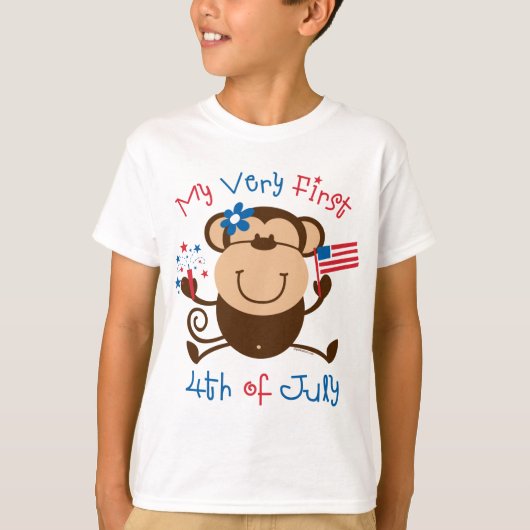 私の最初の4番目の女の子モンキーキッズTシャツ Tシャツ (正面)