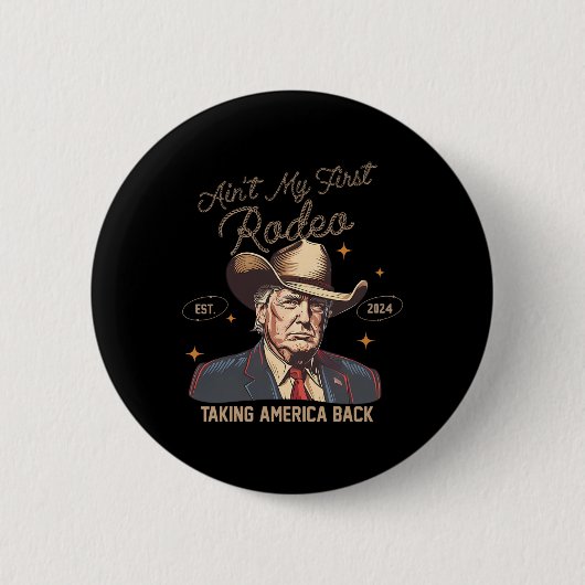 私の最初のRodeo西カウボーイトランプシおもしろいーを見る 缶バッジ (正面)