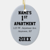 私の最初アパート、家またはコンドミニアム セラミックオーナメント (裏面)