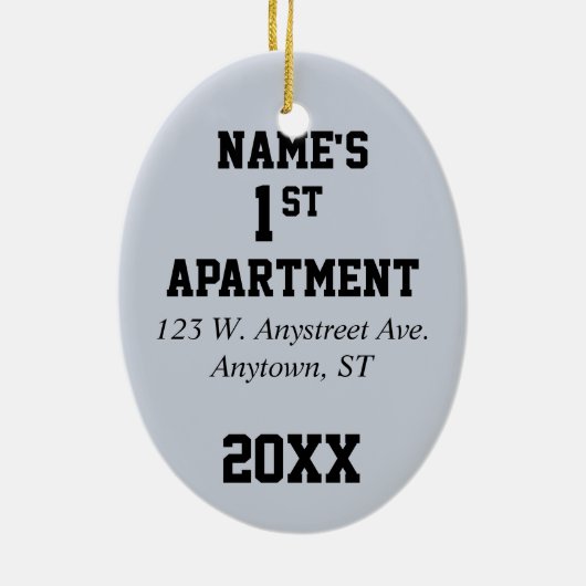私の最初アパート、家またはコンドミニアム セラミックオーナメント (裏面)