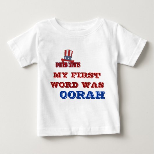 私の最初単語は、OORAHありました ベビーTシャツ (正面)