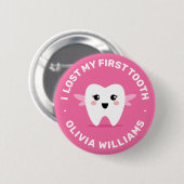 私の最初失ったの歯の妖精ピンクのバッジ 缶バッジ (正面&裏面)