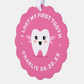 私の最初失ったの歯の妖精ピンク オーナメントカード (左)