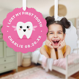 私の最初失ったの歯の妖精ピンク オーナメントカード
