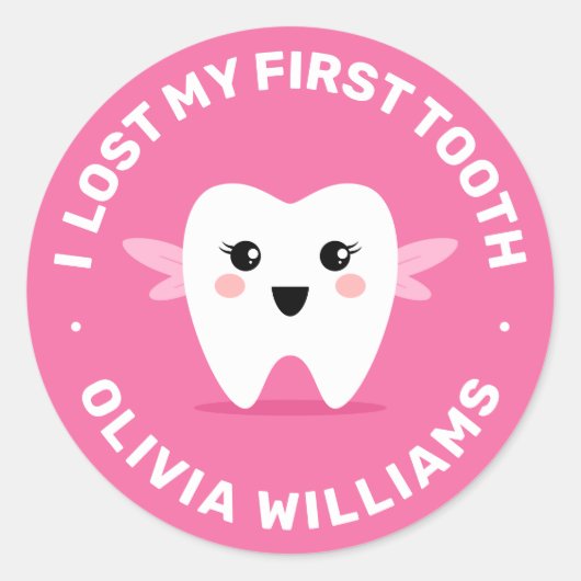 私の最初失ったの歯の妖精ピンク ラウンドシール (正面)
