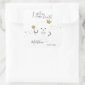 私の最初得の歯の男の赤ちゃん歯の日付スクアー スクエアシール (バッグ)