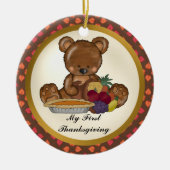 私の最初感謝祭くまのベビーのオーナメント セラミックオーナメント (正面)