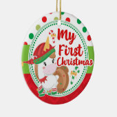 私の最初第1クリスマスの小妖精や小人のユニコーンの子供 セラミックオーナメント (右)