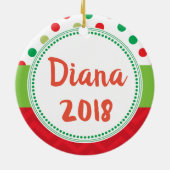 私の最初第1クリスマスの小妖精や小人のユニコーンの子供 セラミックオーナメント (裏面)