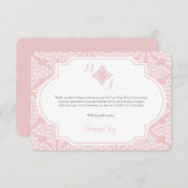 私の最初聖餐のピンクのサンキューカード サンキューカード (正面/裏面)