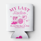 私の最後のロデオ パーソナライズ ピンク ブライズメイド パーティー 缶クーラー (裏面)