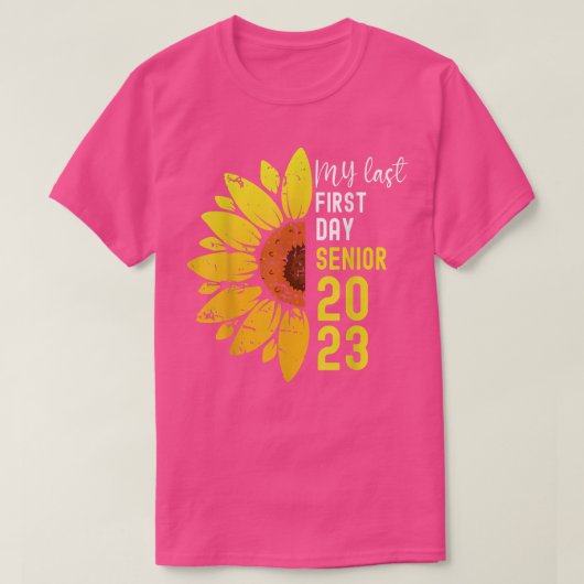 私の最後の最初の日シニア2023ひまわり戻るSc Tシャツ (デザイン正面)