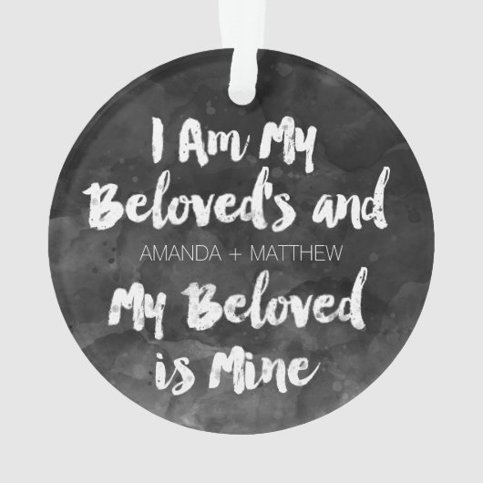 私の最愛は私の物パーソナライズで黒い水彩画です オーナメント (裏面)