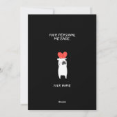 私の最高のバレンタイン かわいいパグ & 赤いハート 黒 シーズンカード (裏面)