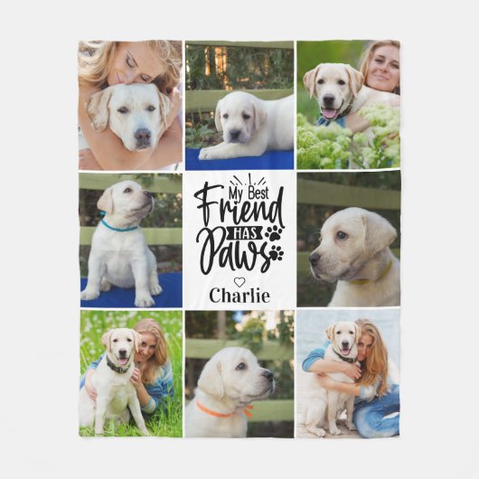私の最高の友人はPawsパーソナライズされた 8の写真を持っている フリースブランケット (正面)