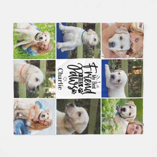 私の最高の友人はPawsパーソナライズされた 8の写真を持っている フリースブランケット (正面(横))