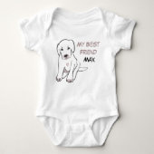 私の最高の友犬の名前 ベビーボディスーツ (正面)