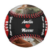 私の最高の彼氏赤いハート2枚の写真 野球ボール (裏面)