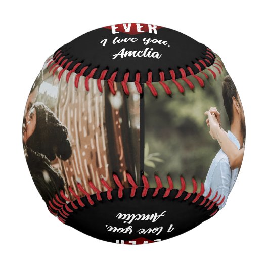 私の最高の彼氏赤いハート2枚の写真 野球ボール (正面)