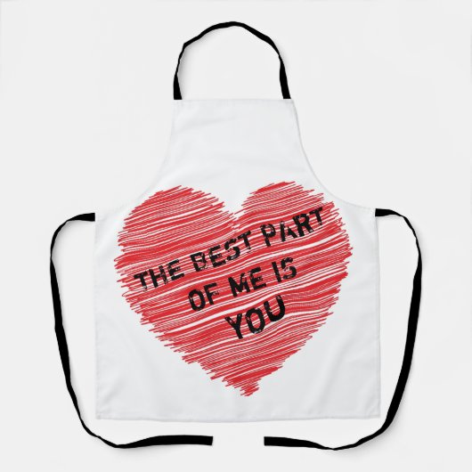 私の最高の赤いハートのロマン的な文字 エプロン (正面)