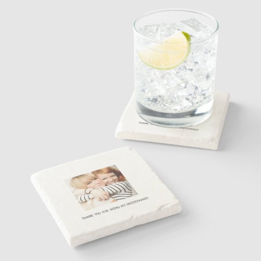 私の最高のBridesmaidの写真を受け取った友人 ストーンコースター (横)