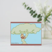 私の木の葉書に猿 ポストカード (スタンド正面)