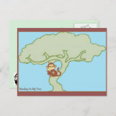 私の木の葉書に猿 ポストカード (正面/裏面)