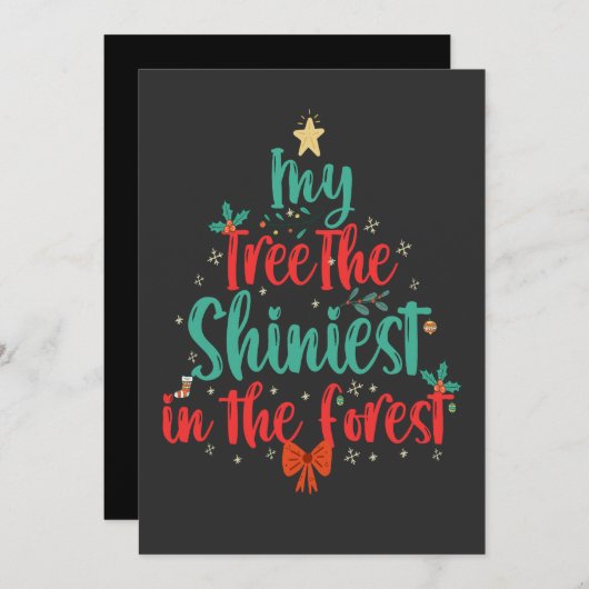 私の木は森のクリスマスで最も輝おもしろいいた 招待状 (正面/裏面)
