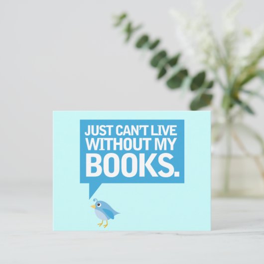 私の本の贈り物なしでは生きられない本の鳥 ポストカード (スタンド正面)