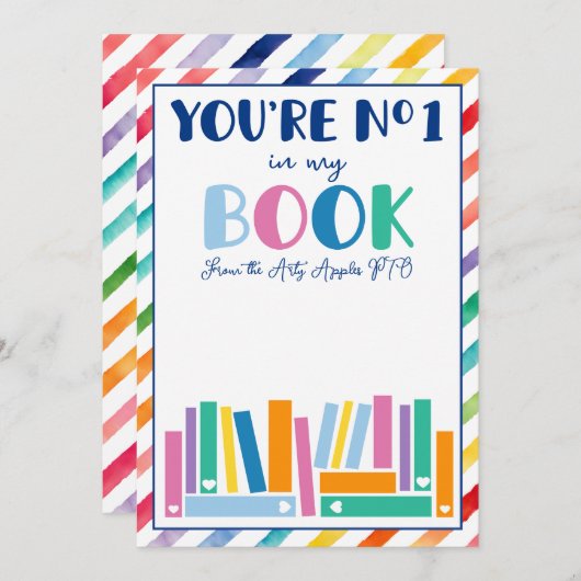 私の本のNo.1の先生へのギフト券カードホルダー 招待状 (正面/裏面)