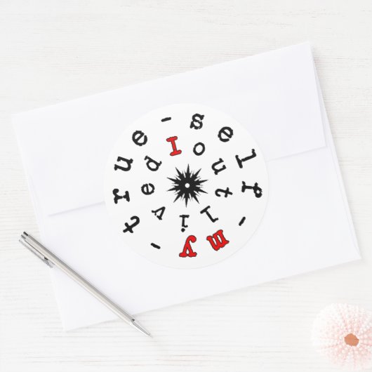 私の本当の自分はもう死んだ - 実存主義のモットー ラウンドシール (封筒)