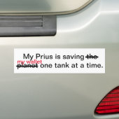 私の札入れを救うPrius バンパーステッカー (車上)