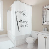 私の杖は私フルートブラック&ホワイト引用文を選んだ シャワーカーテン (インサイチュ)