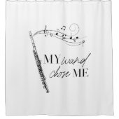 私の杖は私フルートブラック&ホワイト引用文を選んだ シャワーカーテン (正面)