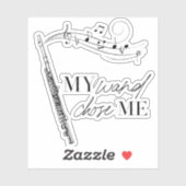 私の杖は私フルートブラック&ホワイト引用文を選んだ シール (シート)