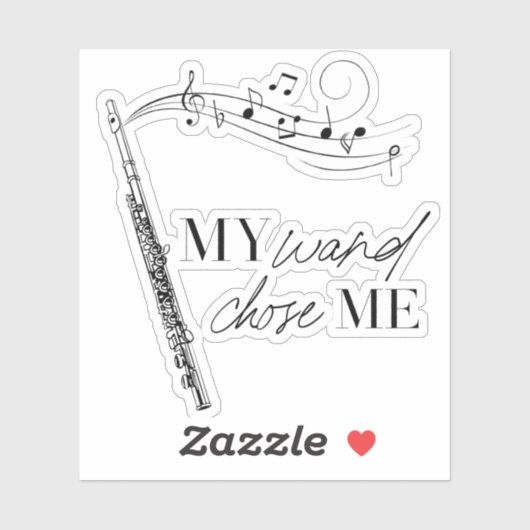 私の杖は私フルートブラック&ホワイト引用文を選んだ シール (シート)