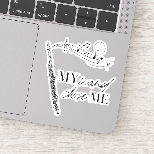 私の杖は私フルートブラック&ホワイト引用文を選んだ シール (詳細)