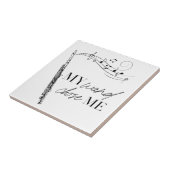 私の杖は私フルートブラック&ホワイト引用文を選んだ タイル (側面)