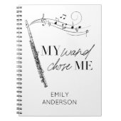 私の杖は私フルートブラック&ホワイト引用文を選んだ ノートブック (正面)