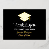 私の来パーティー卒業キャップありがとう 箔招待状 (正面)