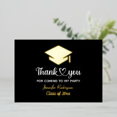 私の来パーティー卒業キャップありがとう 箔招待状 (立ち正面)