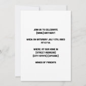 私の来パーティー誕生日招待状へ セーブザデート (裏面)