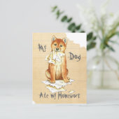 私の柴犬食べ私の宿題 ポストカード (スタンド正面)