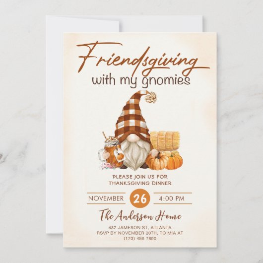 私の格言カボチャ感謝祭との友情 招待状 (正面)