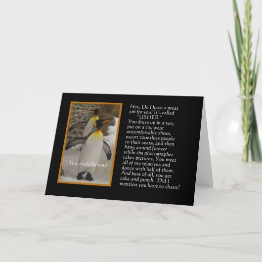 私の案内係ですか。 ペンギンのユーモアカード 招待状 (正面)