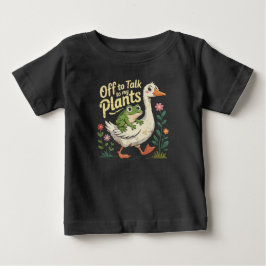 私の植物と話しに行く – かわいいカエルとガチョウの赤ちゃん ベビーTシャツ