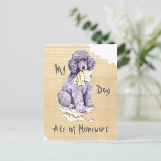 私の標準的なポー食べル私の宿題 ポストカード (スタンド正面)